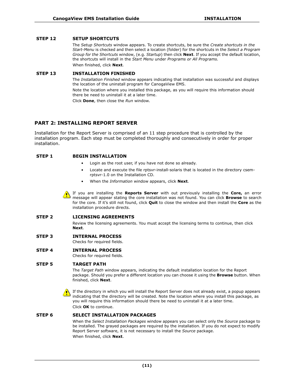 Part 2: installing report server | CANOGA PERKINS CanogaView EMS User Manual | Page 15 / 25