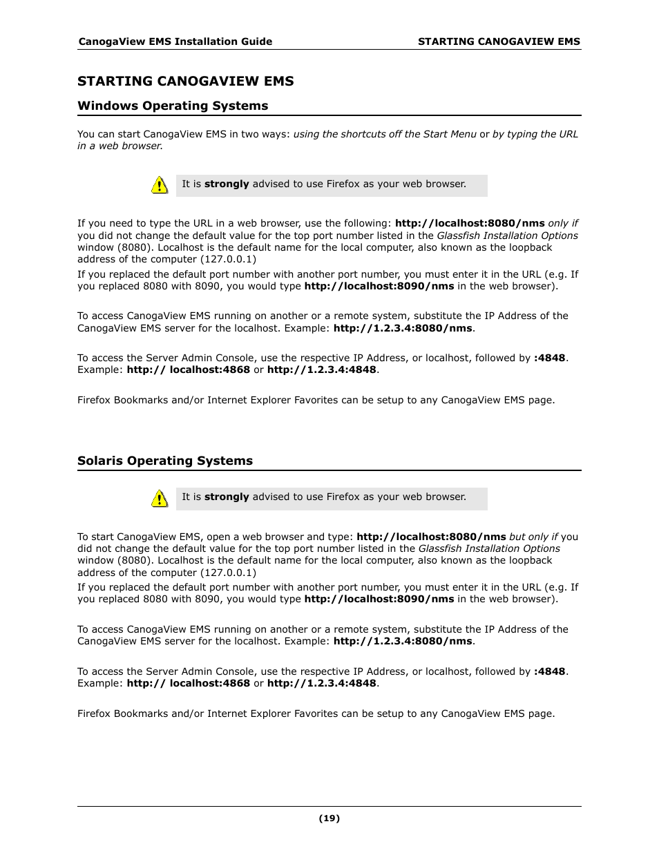 Starting canogaview ems | CANOGA PERKINS CanogaView EMS User Manual | Page 23 / 25