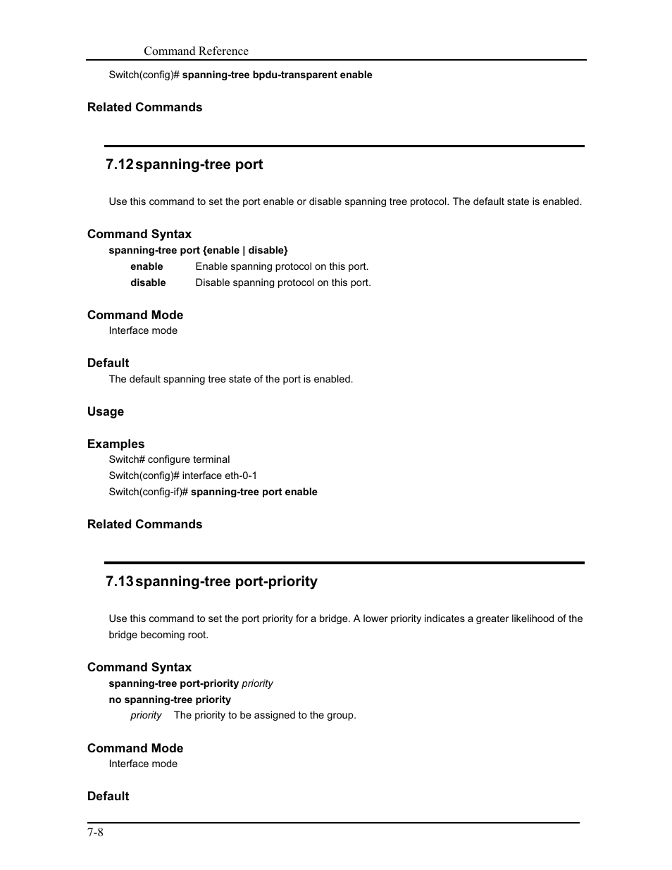 12 spanning-tree port, 13 spanning-tree port-priority | CANOGA PERKINS 9171 Command Reference User Manual | Page 111 / 782