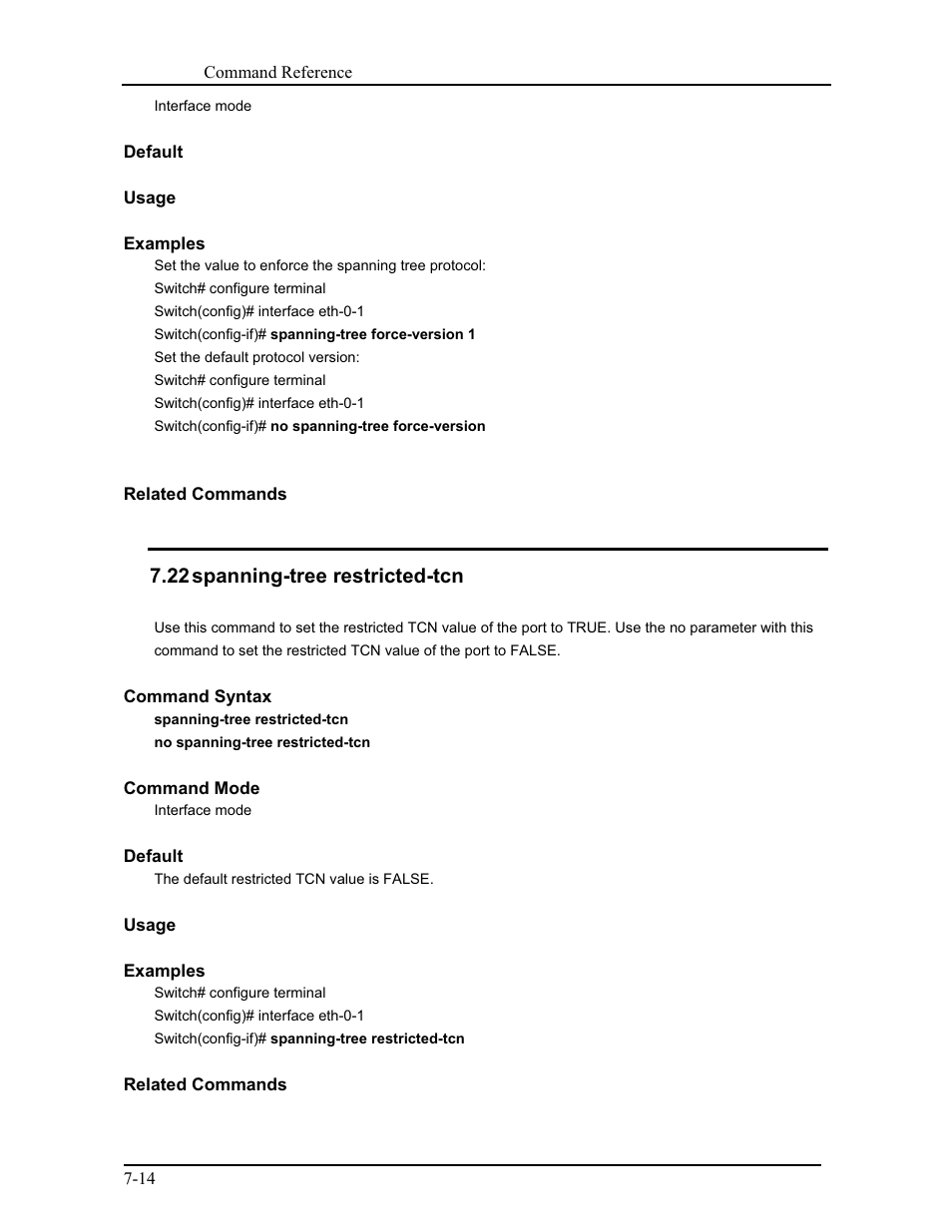 22 spanning-tree restricted-tcn | CANOGA PERKINS 9171 Command Reference User Manual | Page 117 / 782