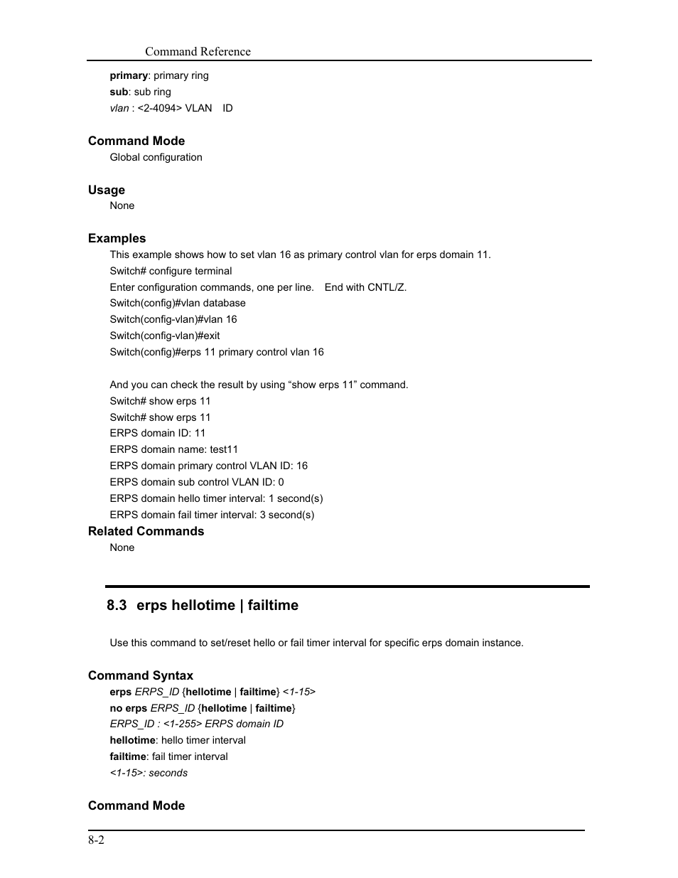 3 erps hellotime | failtime | CANOGA PERKINS 9171 Command Reference User Manual | Page 138 / 782