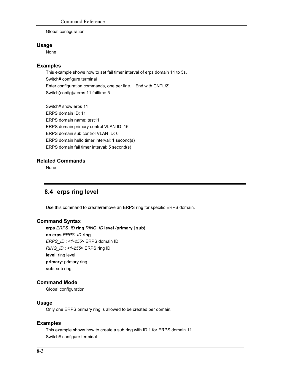 4 erps ring level | CANOGA PERKINS 9171 Command Reference User Manual | Page 139 / 782
