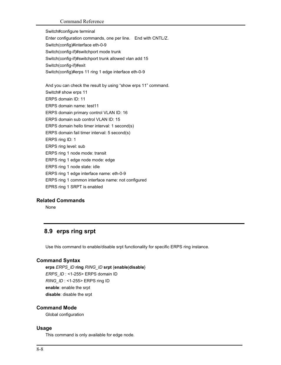 9 erps ring srpt | CANOGA PERKINS 9171 Command Reference User Manual | Page 144 / 782