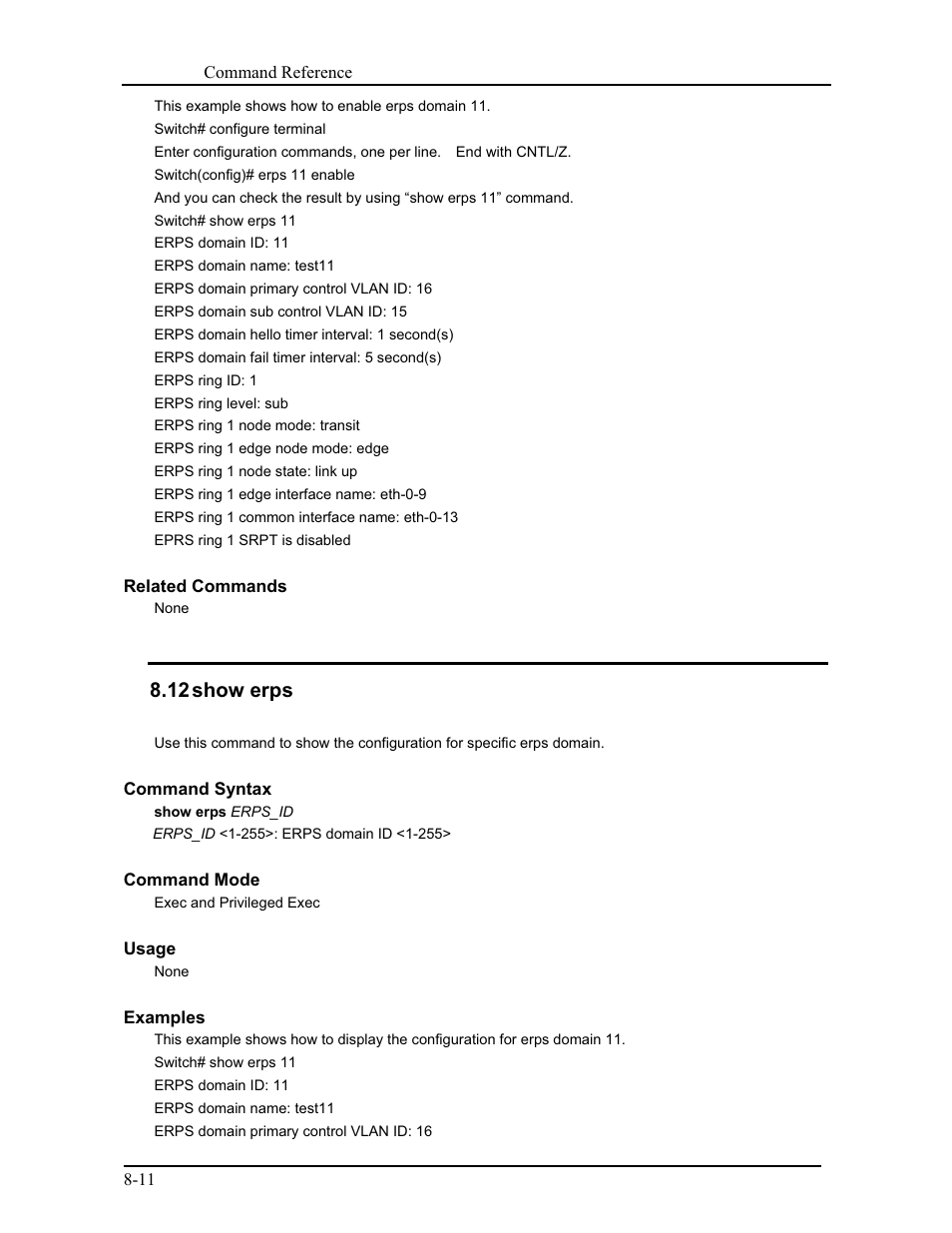 12 show erps | CANOGA PERKINS 9171 Command Reference User Manual | Page 147 / 782