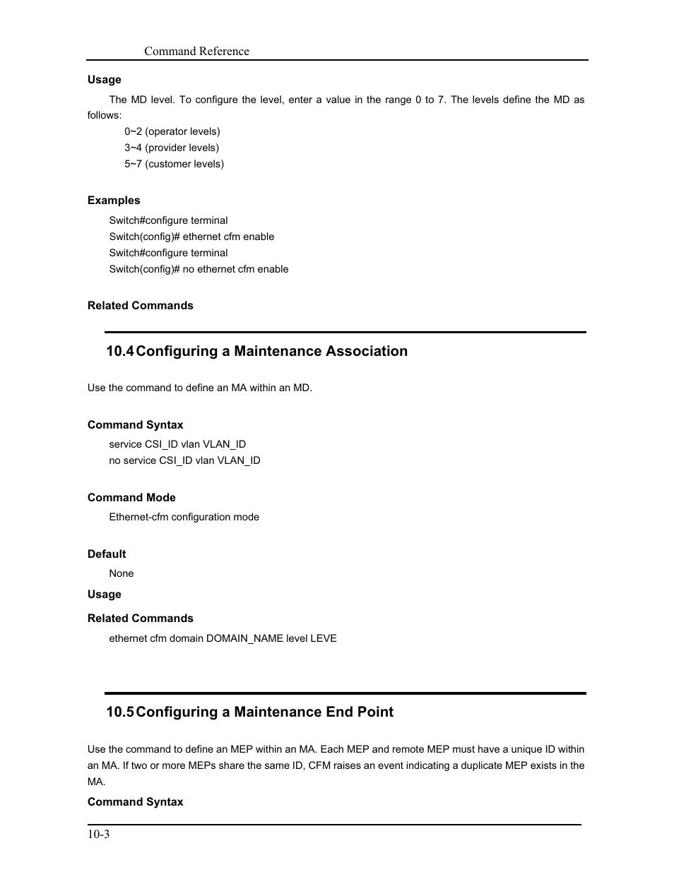 4 configuring a maintenance association, 5 configuring a maintenance end point | CANOGA PERKINS 9171 Command Reference User Manual | Page 160 / 782