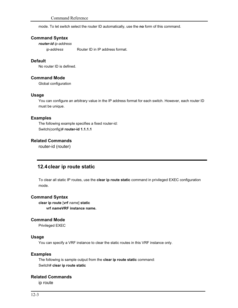 4 clear ip route static | CANOGA PERKINS 9171 Command Reference User Manual | Page 185 / 782