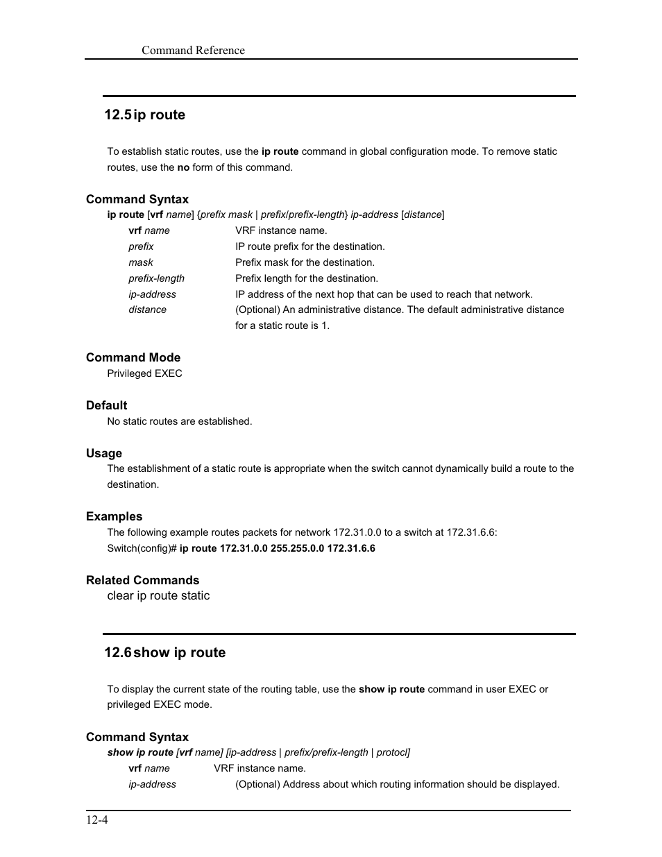 5 ip route, 6 show ip route | CANOGA PERKINS 9171 Command Reference User Manual | Page 186 / 782