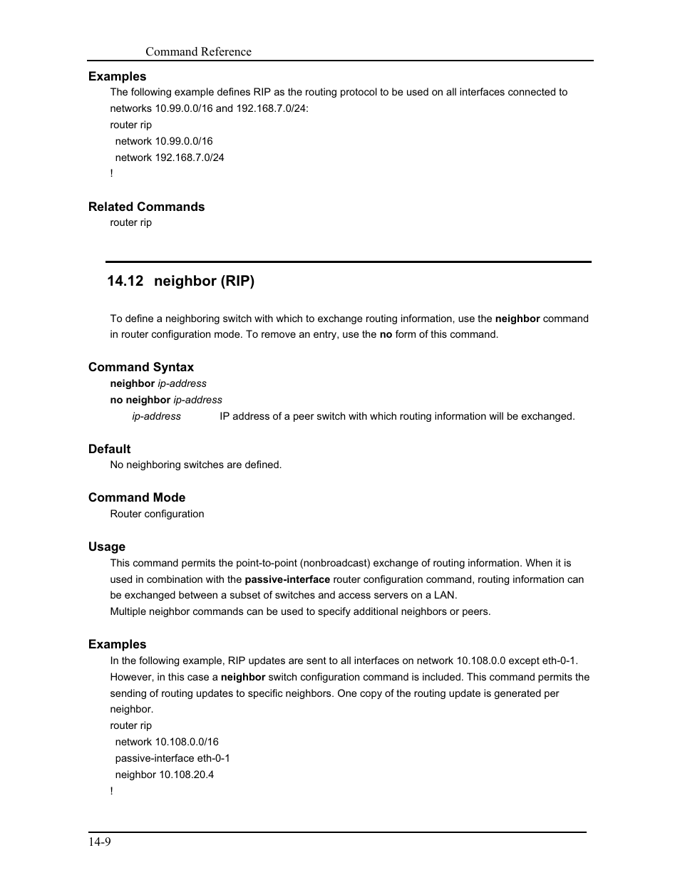 12 neighbor (rip) | CANOGA PERKINS 9171 Command Reference User Manual | Page 202 / 782