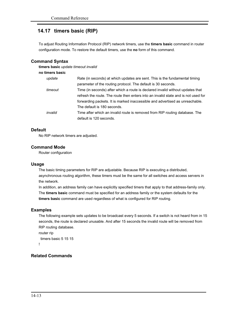 17 timers basic (rip) | CANOGA PERKINS 9171 Command Reference User Manual | Page 206 / 782