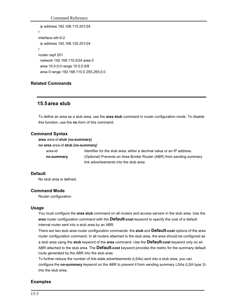 5 area stub | CANOGA PERKINS 9171 Command Reference User Manual | Page 214 / 782