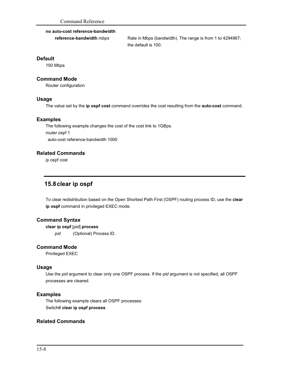 8 clear ip ospf | CANOGA PERKINS 9171 Command Reference User Manual | Page 217 / 782