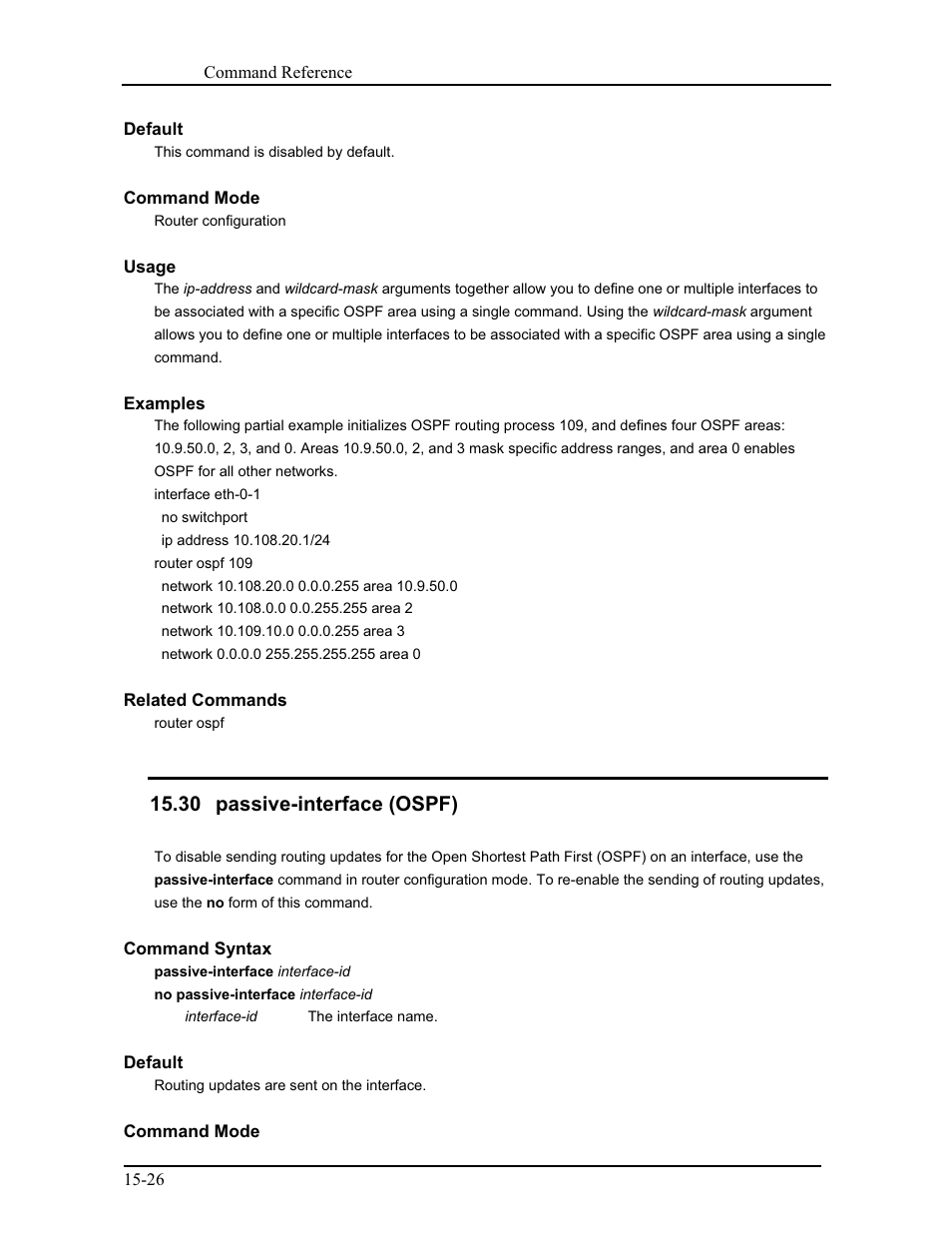 30 passive-interface (ospf) | CANOGA PERKINS 9171 Command Reference User Manual | Page 235 / 782