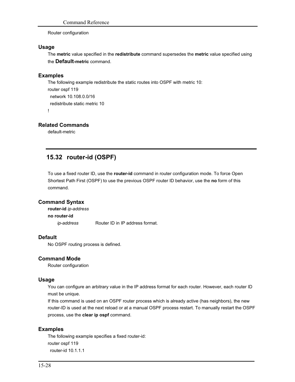 32 router-id (ospf) | CANOGA PERKINS 9171 Command Reference User Manual | Page 237 / 782