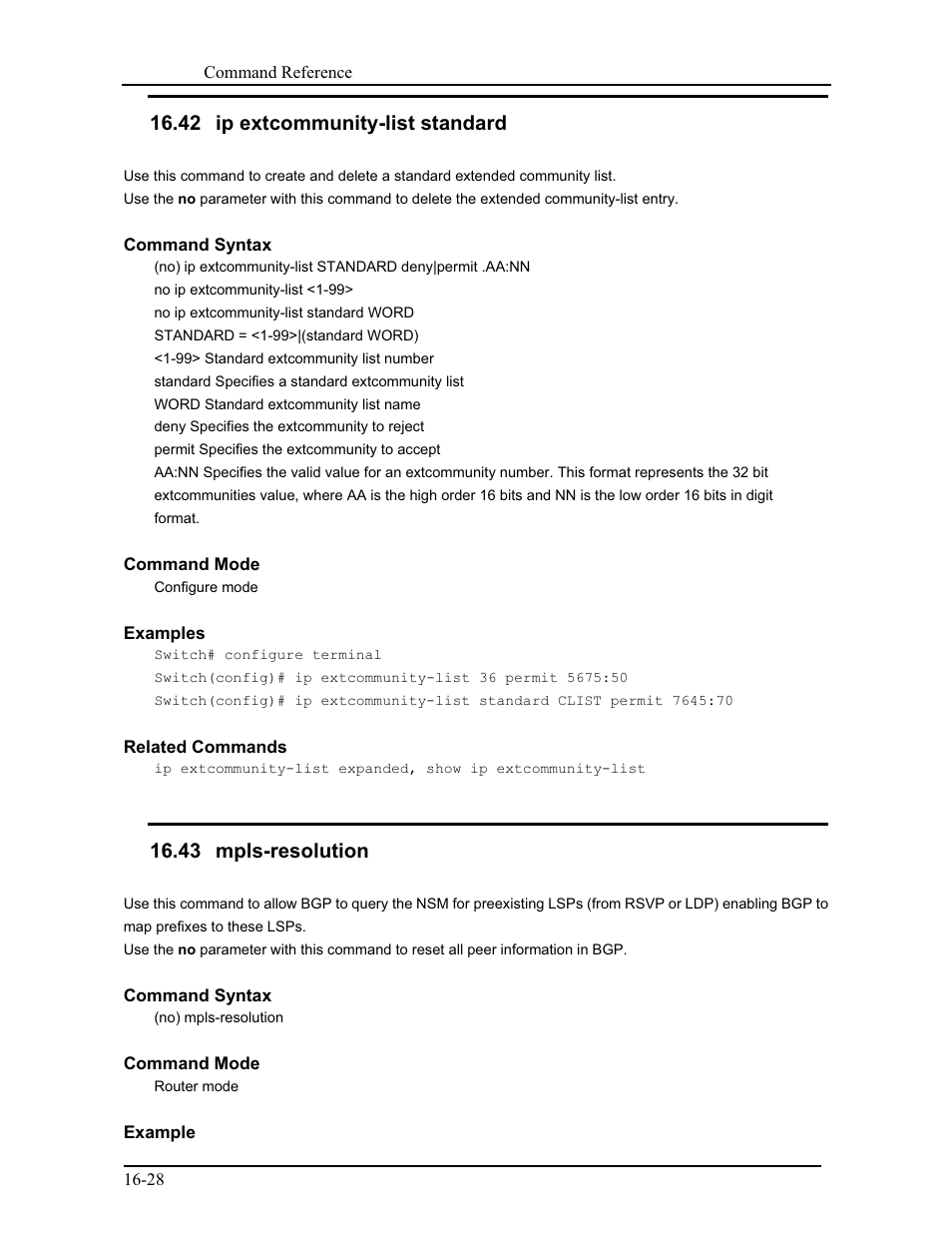 42 ip extcommunity-list standard, 43 mpls-resolution | CANOGA PERKINS 9171 Command Reference User Manual | Page 273 / 782