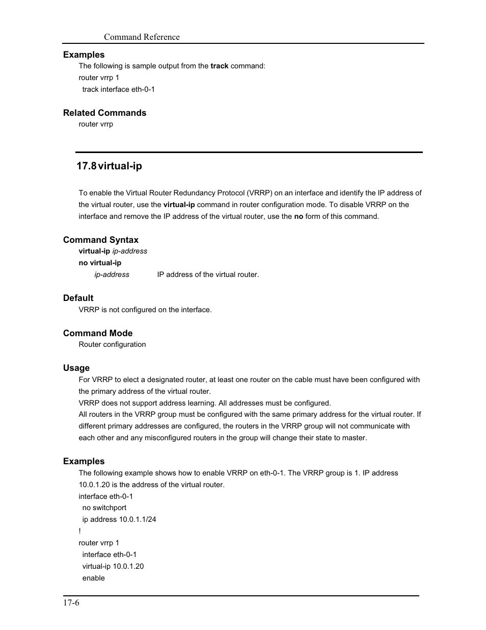 8 virtual-ip | CANOGA PERKINS 9171 Command Reference User Manual | Page 318 / 782
