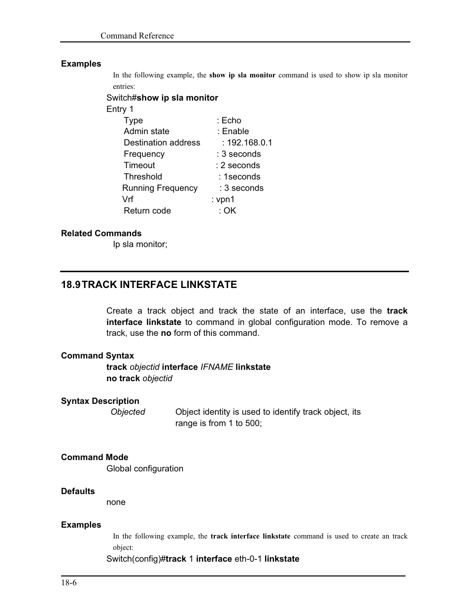 9 track interface linkstate | CANOGA PERKINS 9171 Command Reference User Manual | Page 325 / 782
