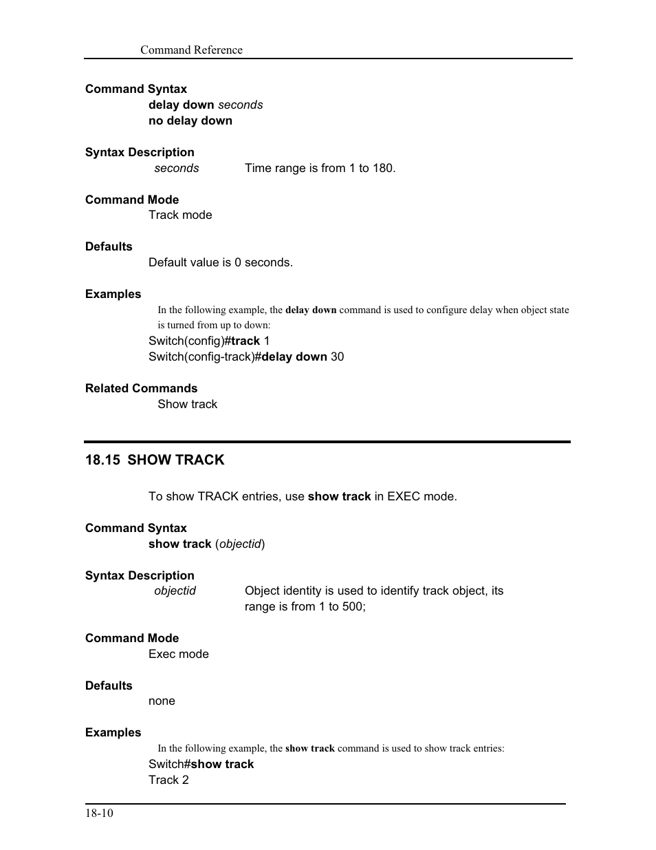 15 show track | CANOGA PERKINS 9171 Command Reference User Manual | Page 329 / 782