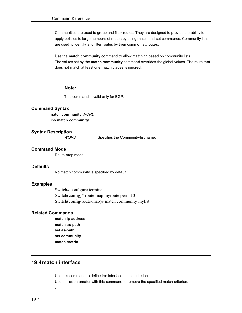 4 match interface | CANOGA PERKINS 9171 Command Reference User Manual | Page 335 / 782