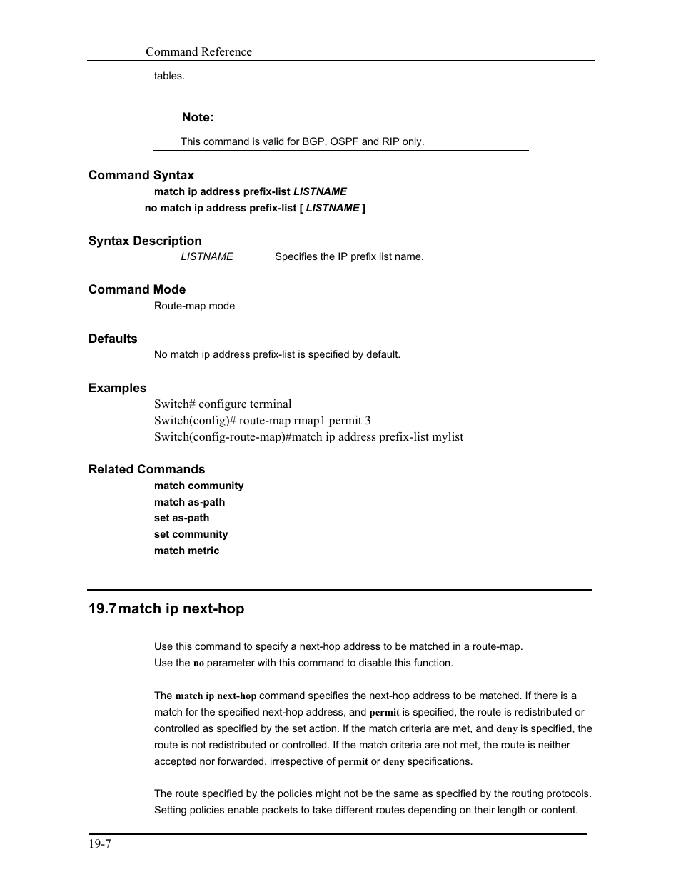7 match ip next-hop | CANOGA PERKINS 9171 Command Reference User Manual | Page 338 / 782