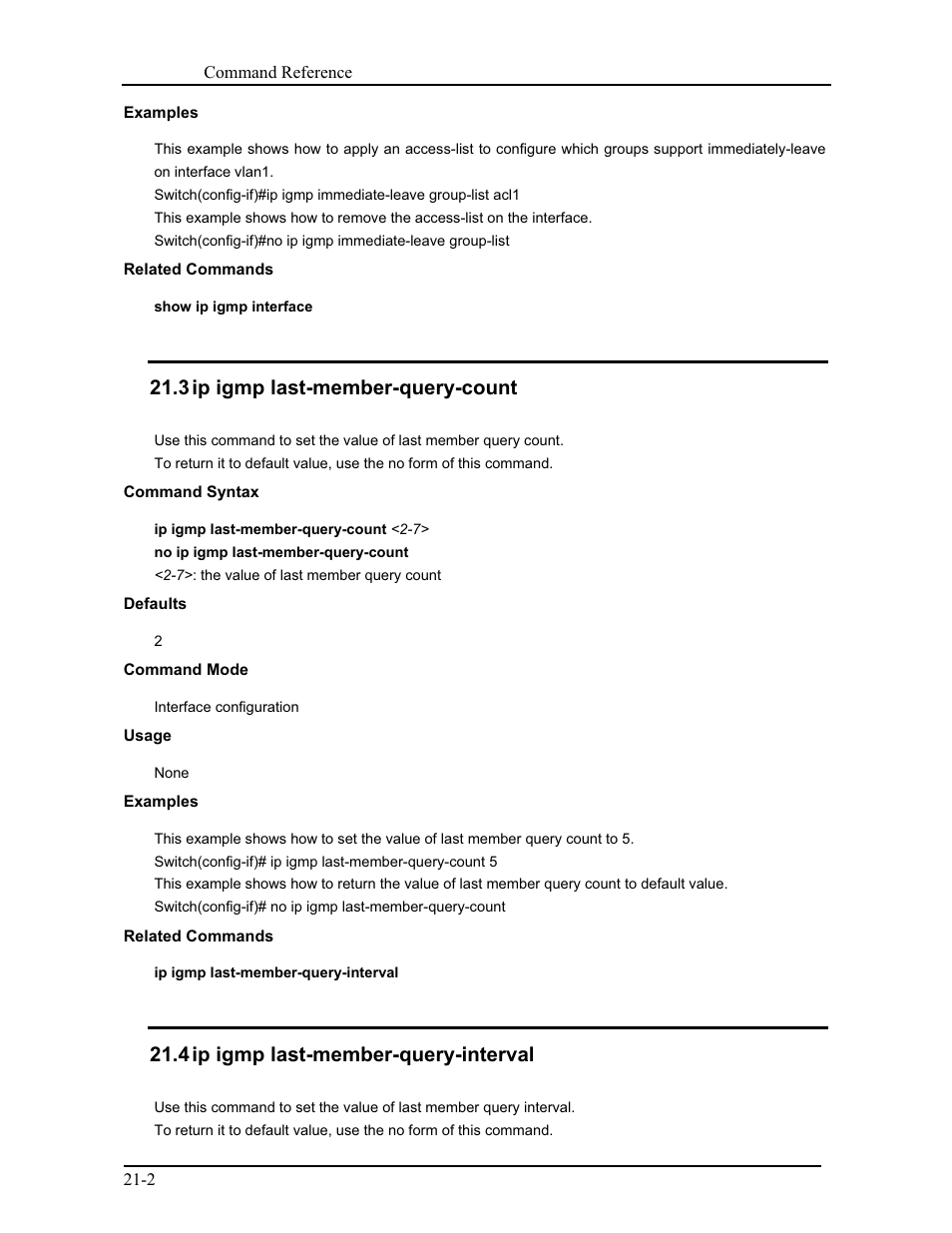 3 ip igmp last-member-query-count, 4 ip igmp last-member-query-interval | CANOGA PERKINS 9171 Command Reference User Manual | Page 369 / 782