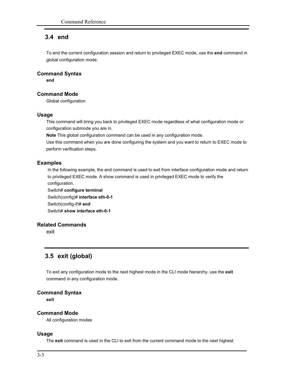 5 exit (global), 4 end | CANOGA PERKINS 9171 Command Reference User Manual | Page 37 / 782