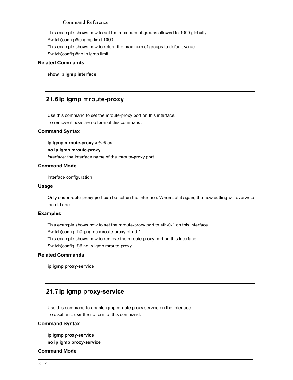 6 ip igmp mroute-proxy, 7 ip igmp proxy-service | CANOGA PERKINS 9171 Command Reference User Manual | Page 371 / 782