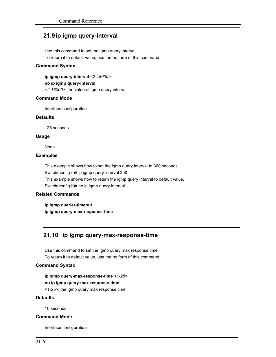9 ip igmp query-interval, 10 ip igmp query-max-response-time | CANOGA PERKINS 9171 Command Reference User Manual | Page 373 / 782