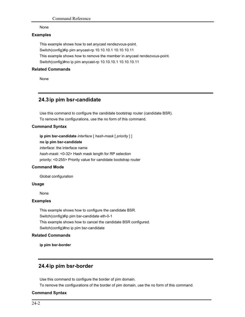 3 ip pim bsr-candidate, 4 ip pim bsr-border | CANOGA PERKINS 9171 Command Reference User Manual | Page 397 / 782