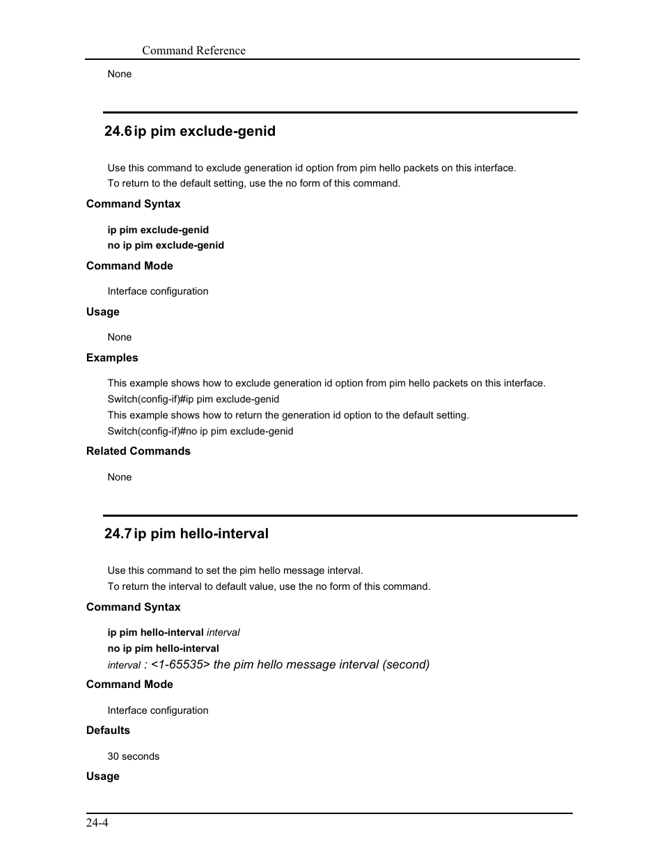 6 ip pim exclude-genid, 7 ip pim hello-interval | CANOGA PERKINS 9171 Command Reference User Manual | Page 399 / 782
