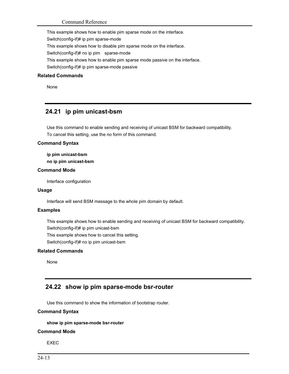 21 ip pim unicast-bsm, 22 show ip pim sparse-mode bsr-router | CANOGA PERKINS 9171 Command Reference User Manual | Page 408 / 782