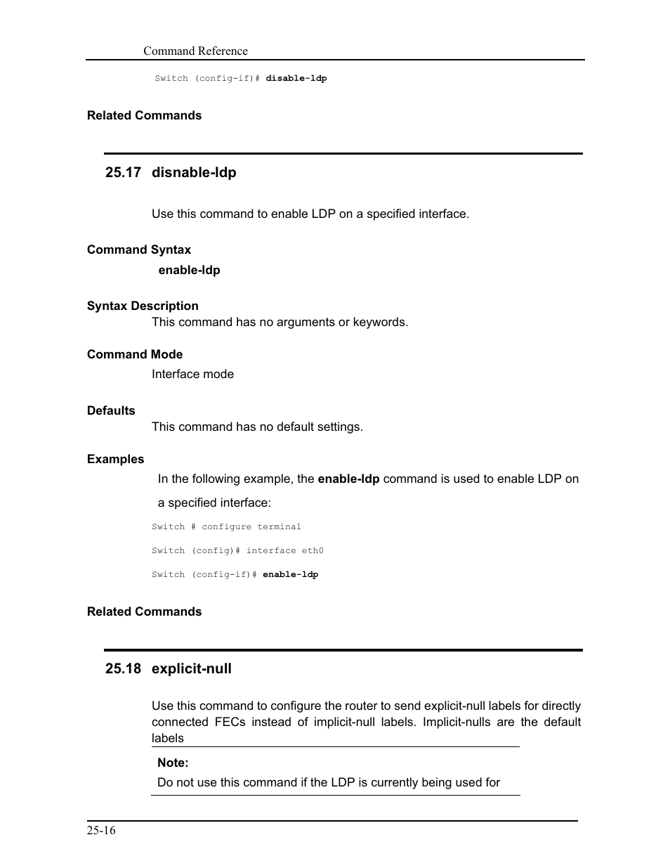 17 disnable-ldp, 18 explicit-null | CANOGA PERKINS 9171 Command Reference User Manual | Page 428 / 782