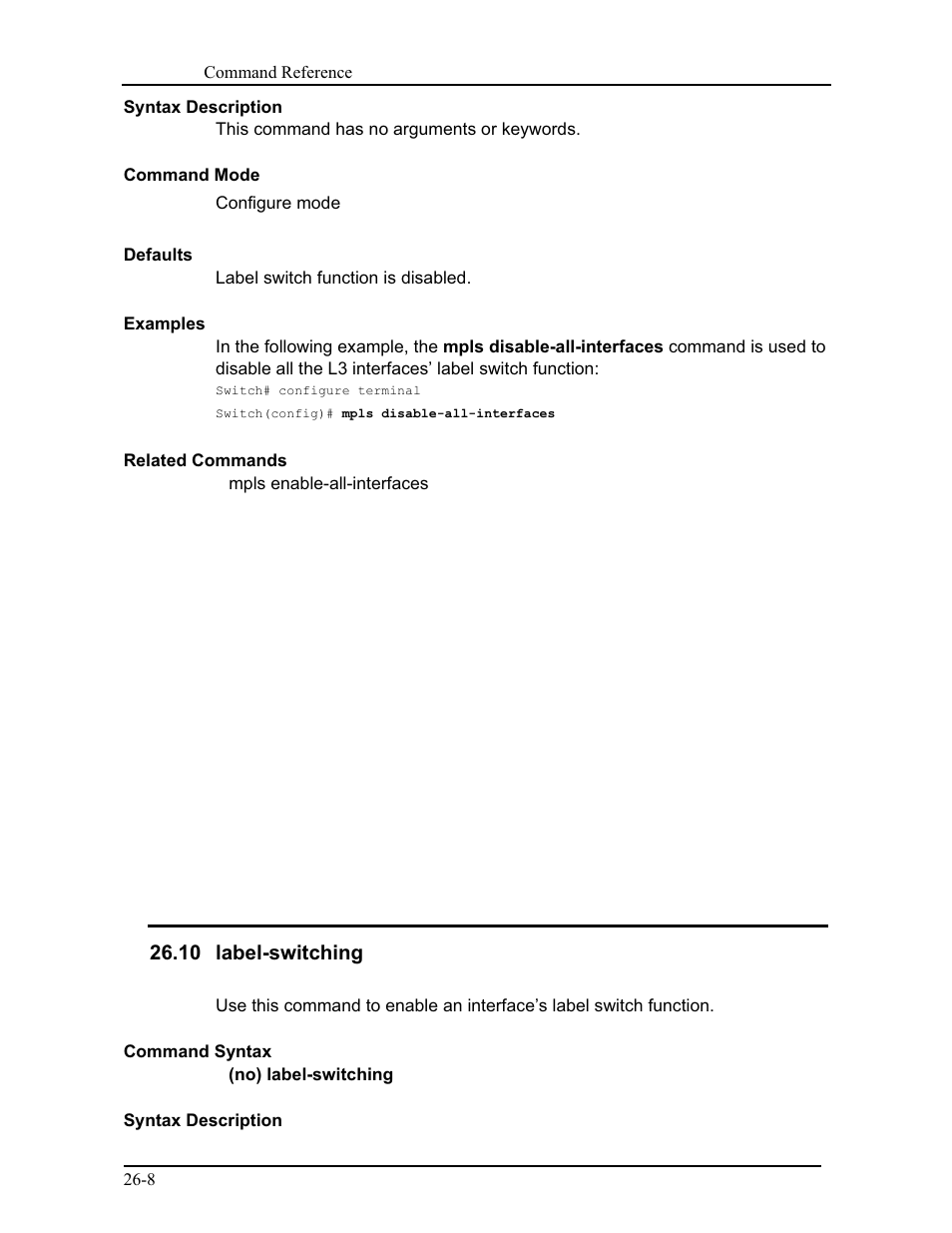 10 label-switching | CANOGA PERKINS 9171 Command Reference User Manual | Page 466 / 782