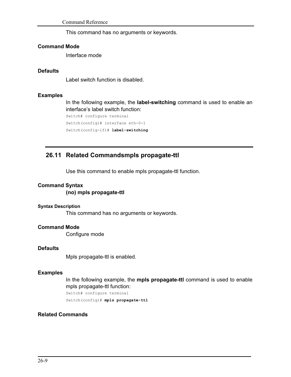 11 related commandsmpls propagate-ttl | CANOGA PERKINS 9171 Command Reference User Manual | Page 467 / 782