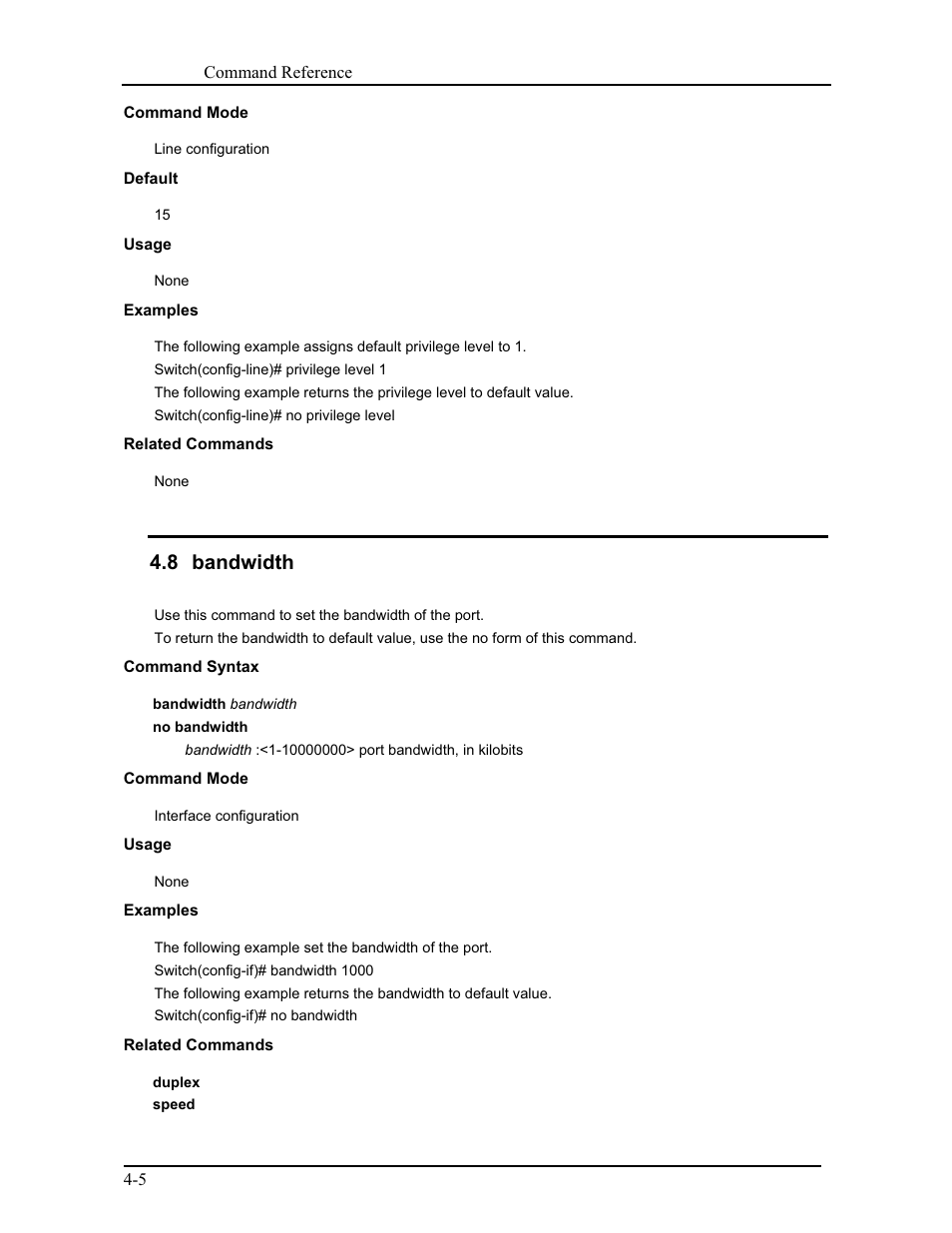 8 bandwidth | CANOGA PERKINS 9171 Command Reference User Manual | Page 49 / 782