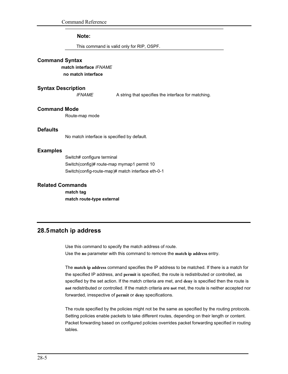 5 match ip address | CANOGA PERKINS 9171 Command Reference User Manual | Page 493 / 782