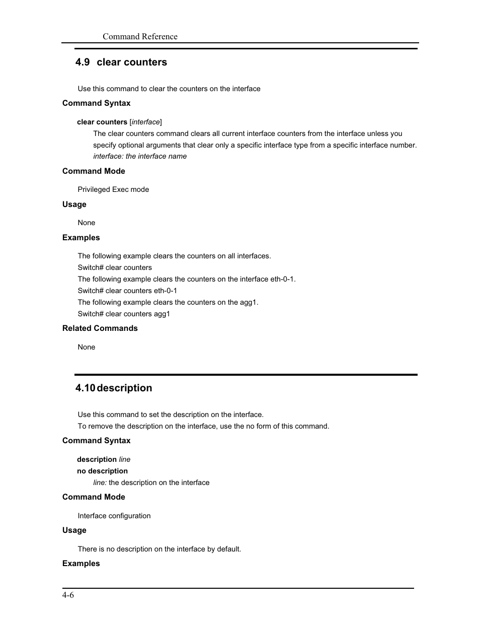 9 clear counters, 10 description | CANOGA PERKINS 9171 Command Reference User Manual | Page 50 / 782