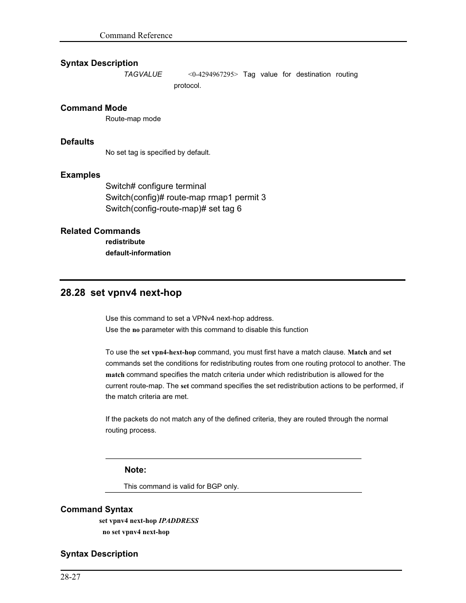 28 set vpnv4 next-hop | CANOGA PERKINS 9171 Command Reference User Manual | Page 515 / 782