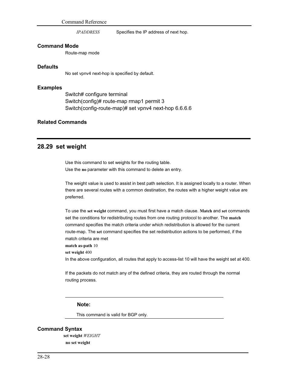 29 set weight | CANOGA PERKINS 9171 Command Reference User Manual | Page 516 / 782