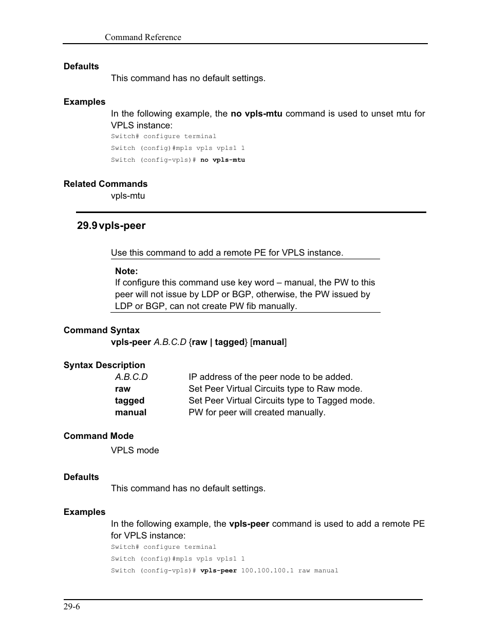 9 vpls-peer | CANOGA PERKINS 9171 Command Reference User Manual | Page 524 / 782