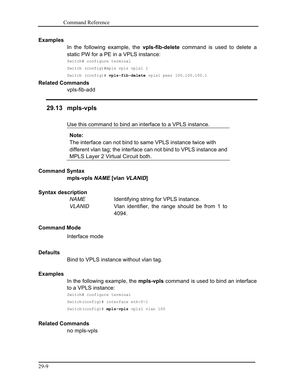 13 mpls-vpls | CANOGA PERKINS 9171 Command Reference User Manual | Page 527 / 782