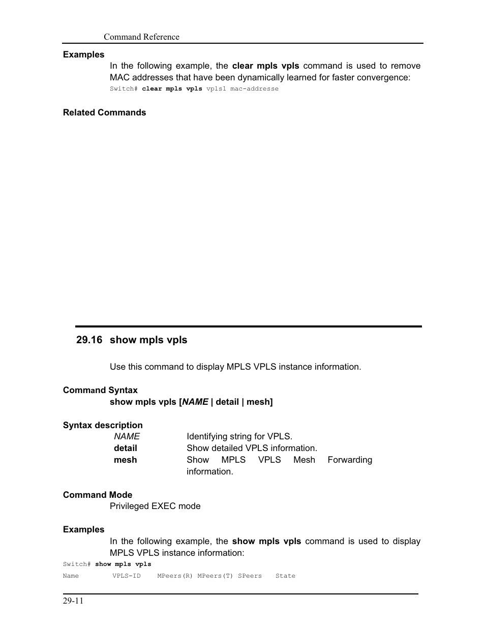 16 show mpls vpls | CANOGA PERKINS 9171 Command Reference User Manual | Page 529 / 782