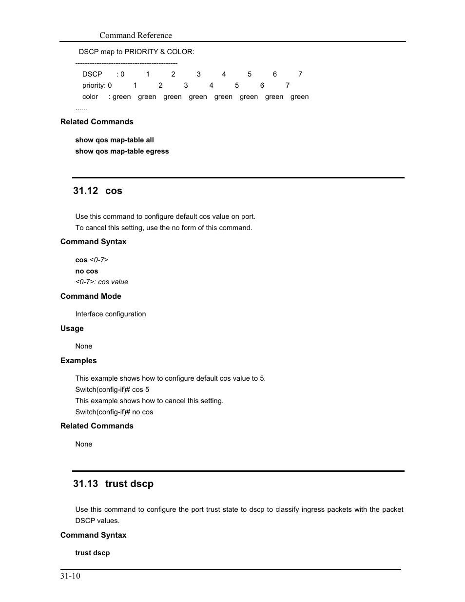 12 cos, 13 trust dscp | CANOGA PERKINS 9171 Command Reference User Manual | Page 549 / 782