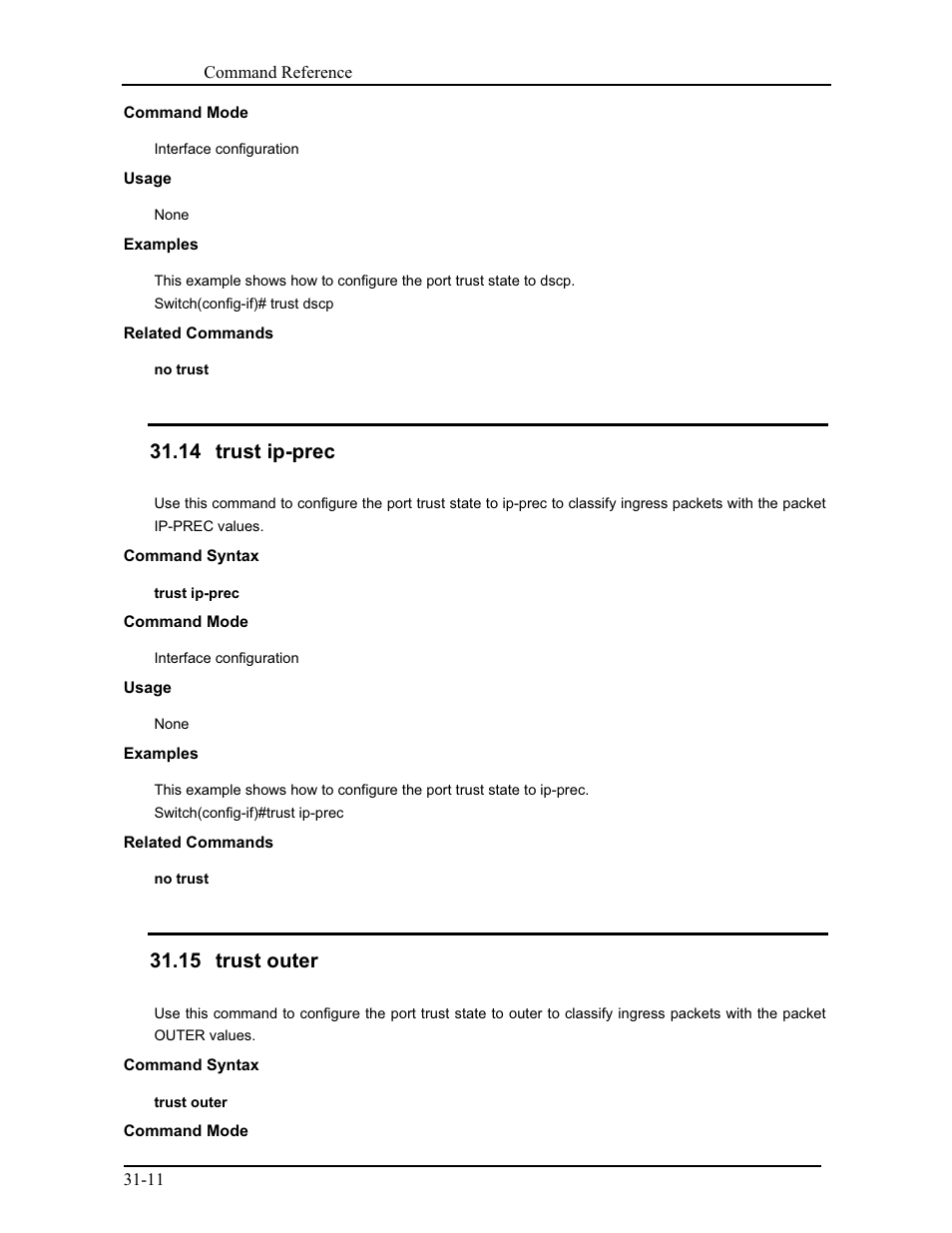 14 trust ip-prec, 15 trust outer | CANOGA PERKINS 9171 Command Reference User Manual | Page 550 / 782