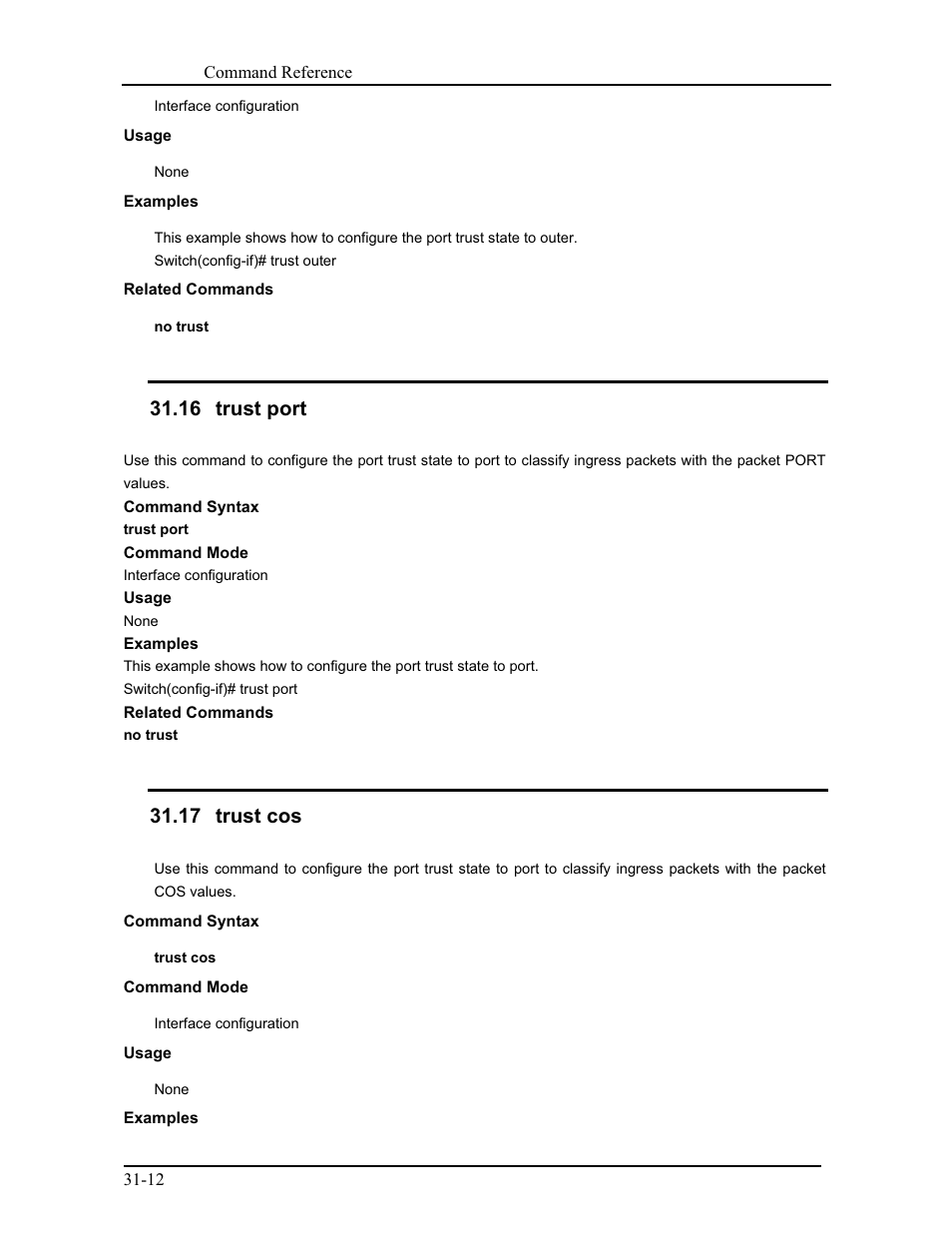 16 trust port, 17 trust cos | CANOGA PERKINS 9171 Command Reference User Manual | Page 551 / 782