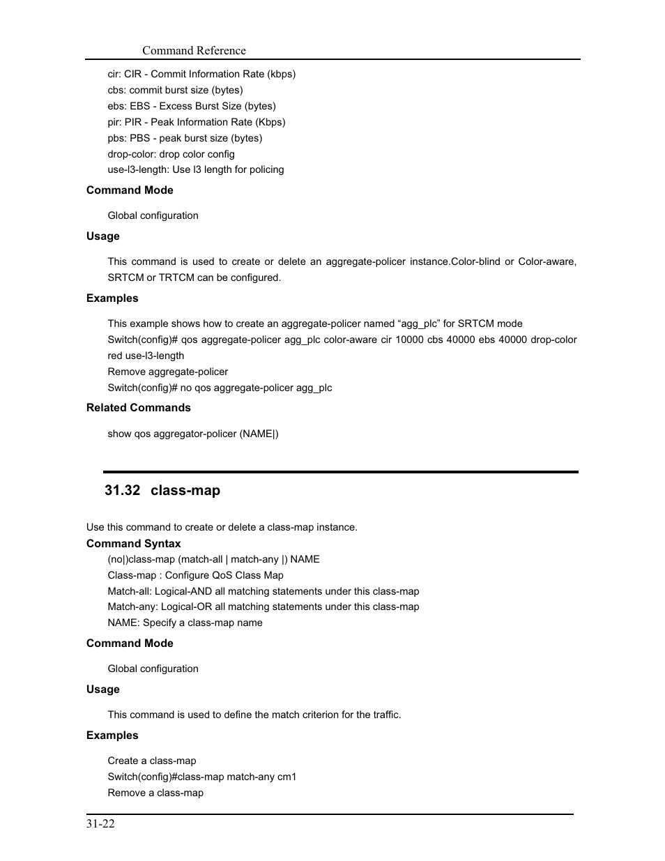 32 class-map | CANOGA PERKINS 9171 Command Reference User Manual | Page 561 / 782