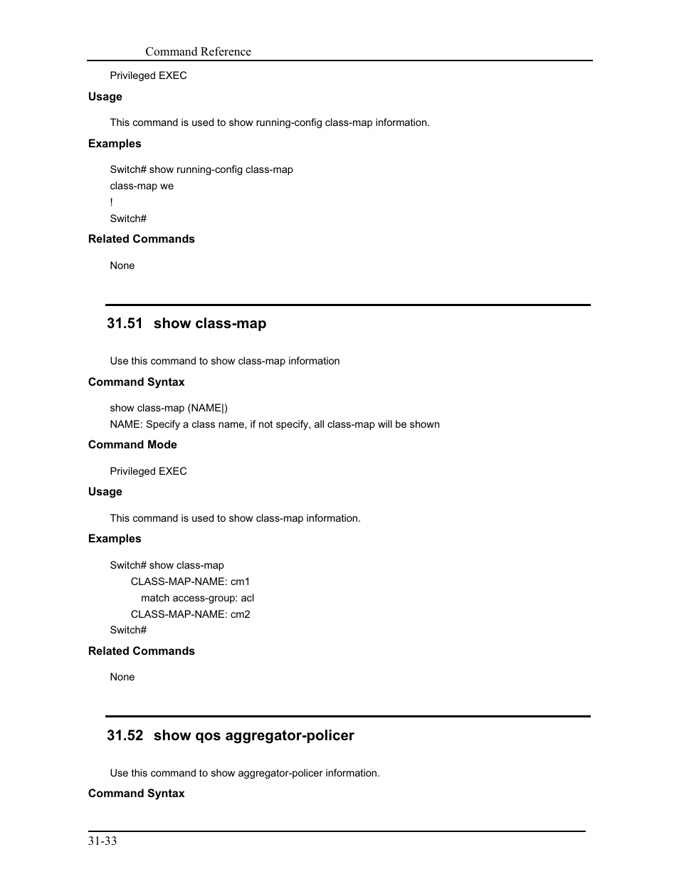 51 show class-map, 52 show qos aggregator-policer | CANOGA PERKINS 9171 Command Reference User Manual | Page 572 / 782