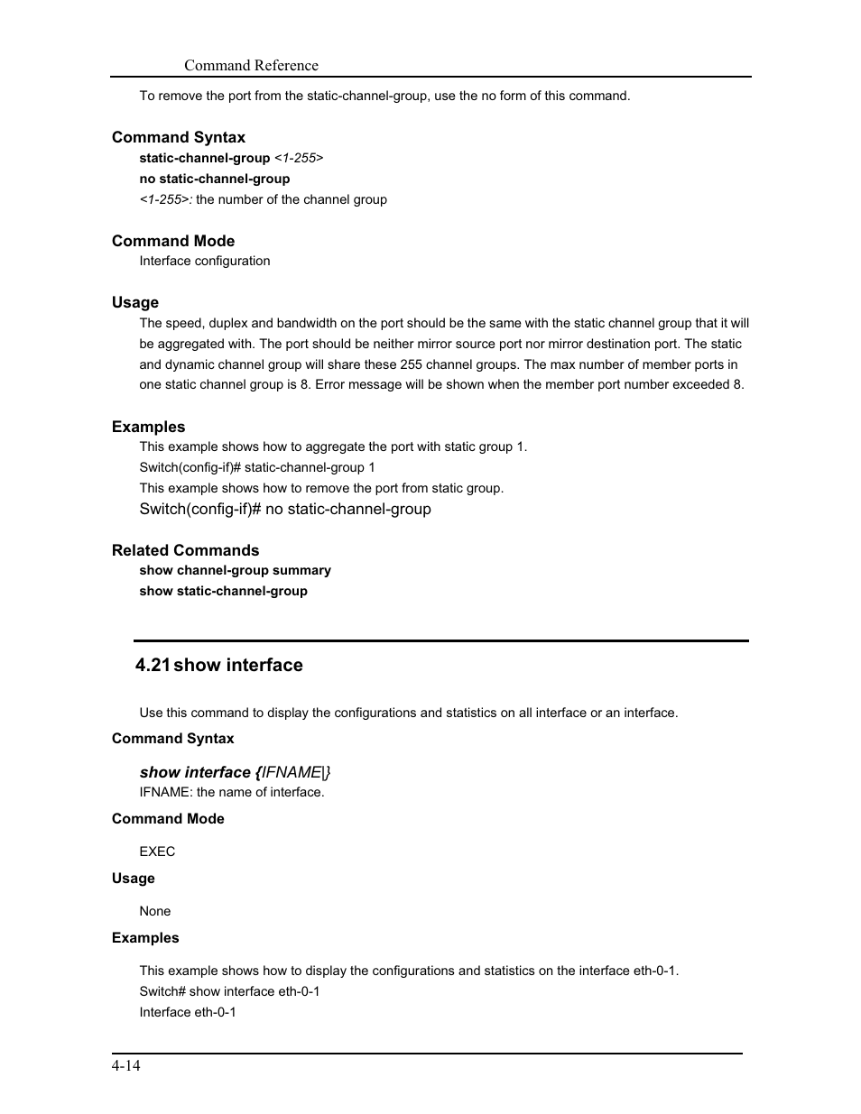 21 show interface | CANOGA PERKINS 9171 Command Reference User Manual | Page 58 / 782