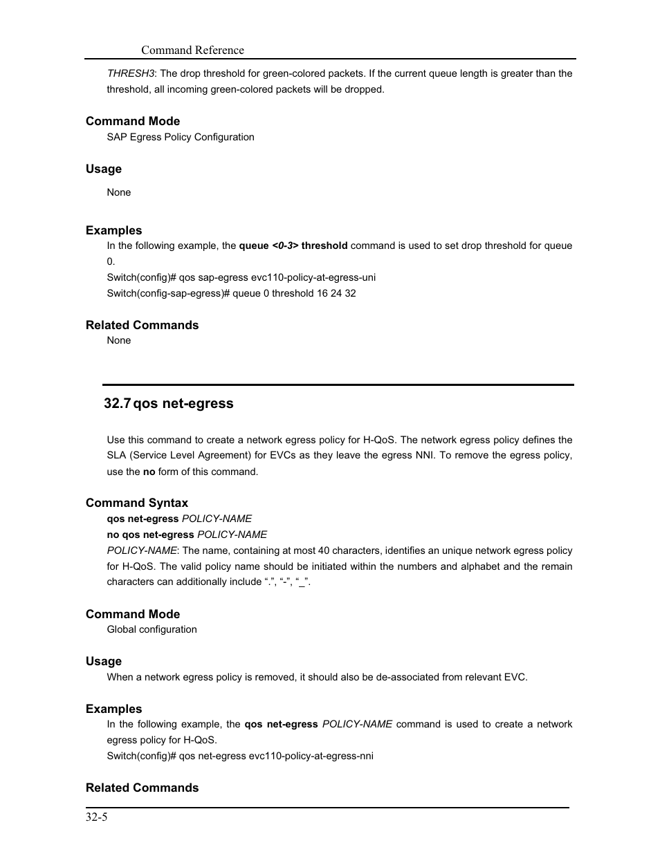7 qos net-egress | CANOGA PERKINS 9171 Command Reference User Manual | Page 580 / 782