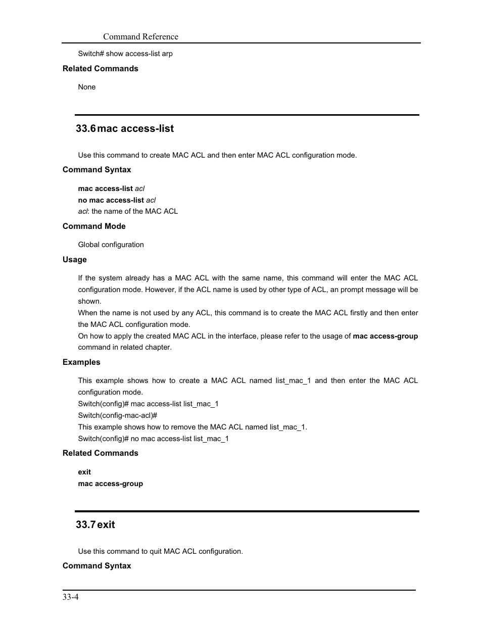 6 mac access-list, 7 exit | CANOGA PERKINS 9171 Command Reference User Manual | Page 595 / 782