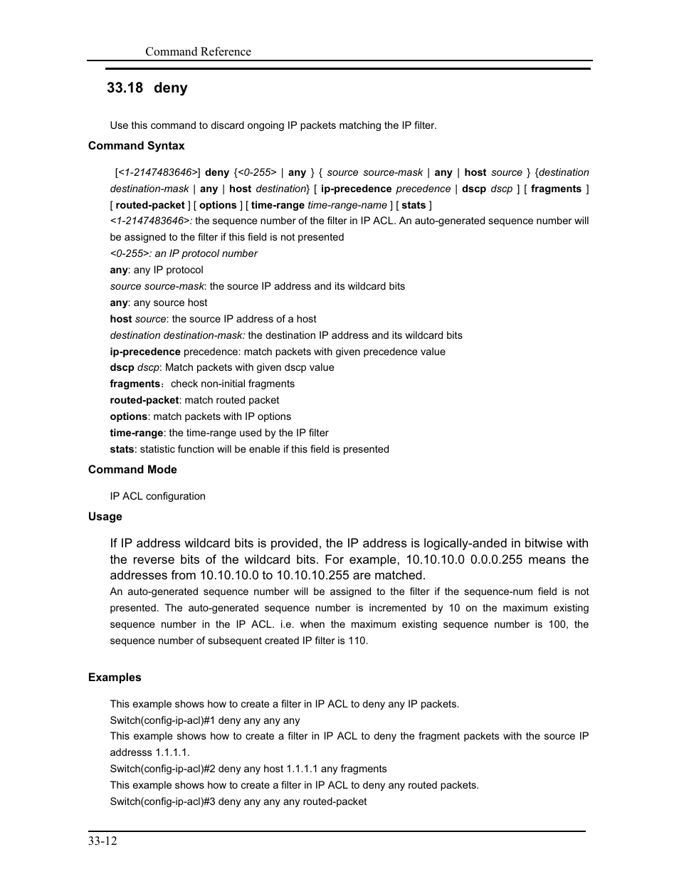18 deny | CANOGA PERKINS 9171 Command Reference User Manual | Page 603 / 782
